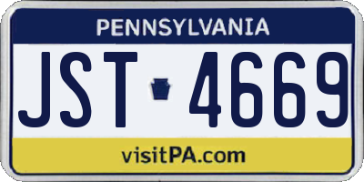PA license plate JST4669