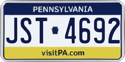 PA license plate JST4692
