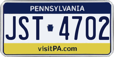 PA license plate JST4702