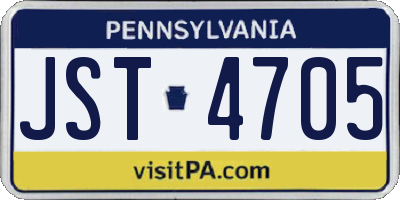 PA license plate JST4705