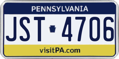 PA license plate JST4706