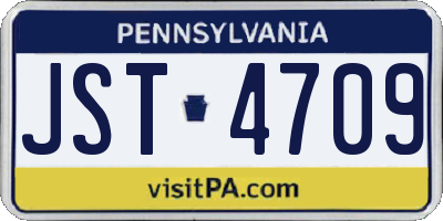 PA license plate JST4709