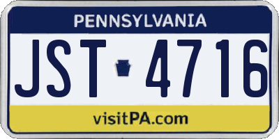 PA license plate JST4716