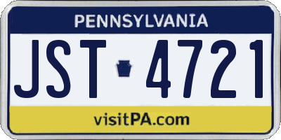 PA license plate JST4721