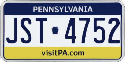 PA license plate JST4752