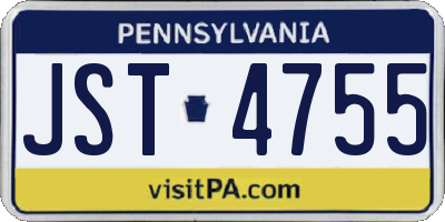 PA license plate JST4755
