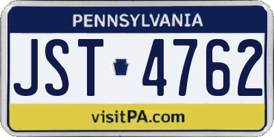 PA license plate JST4762