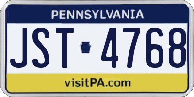 PA license plate JST4768