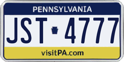 PA license plate JST4777