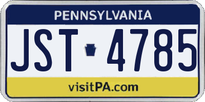 PA license plate JST4785