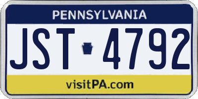 PA license plate JST4792