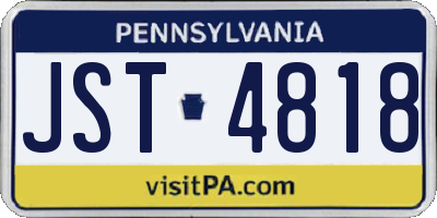 PA license plate JST4818