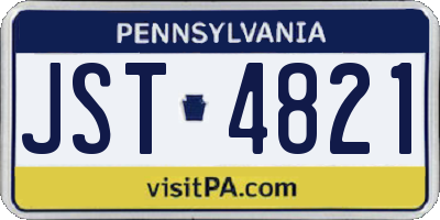 PA license plate JST4821