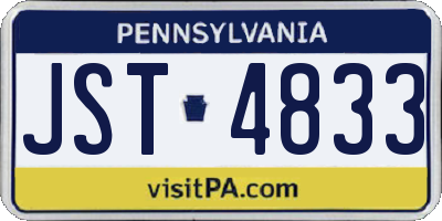 PA license plate JST4833