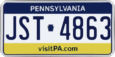 PA license plate JST4863