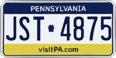 PA license plate JST4875