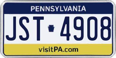 PA license plate JST4908