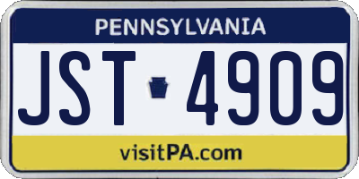PA license plate JST4909