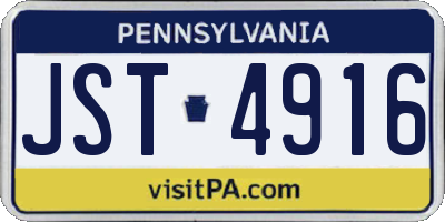 PA license plate JST4916