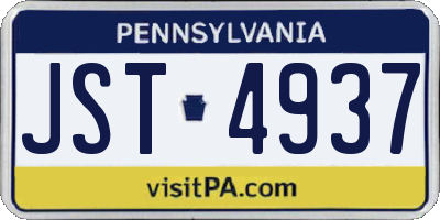 PA license plate JST4937