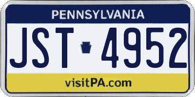 PA license plate JST4952
