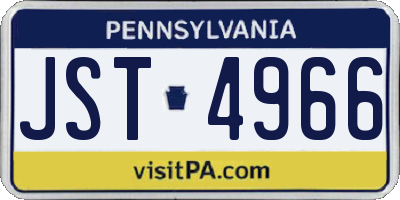 PA license plate JST4966