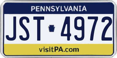 PA license plate JST4972