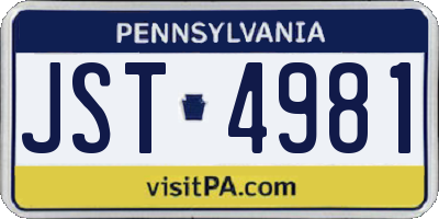 PA license plate JST4981