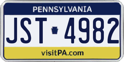 PA license plate JST4982
