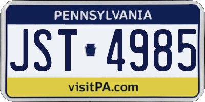 PA license plate JST4985