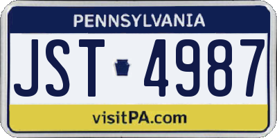 PA license plate JST4987
