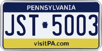 PA license plate JST5003