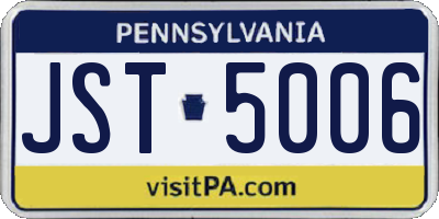 PA license plate JST5006