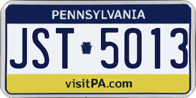 PA license plate JST5013