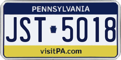 PA license plate JST5018