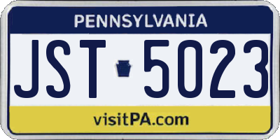 PA license plate JST5023