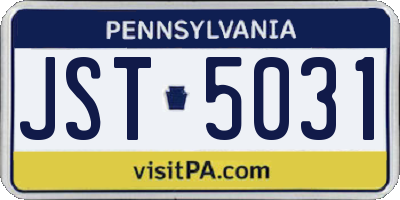 PA license plate JST5031