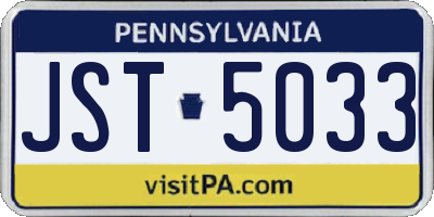 PA license plate JST5033