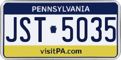 PA license plate JST5035