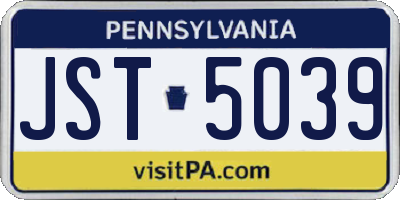 PA license plate JST5039