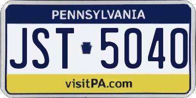PA license plate JST5040