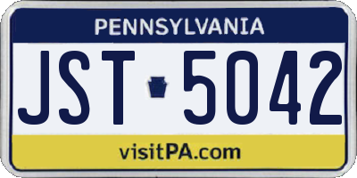 PA license plate JST5042