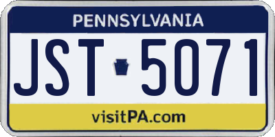 PA license plate JST5071