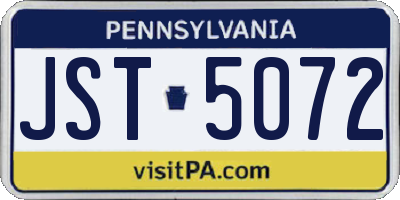 PA license plate JST5072