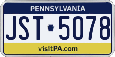 PA license plate JST5078