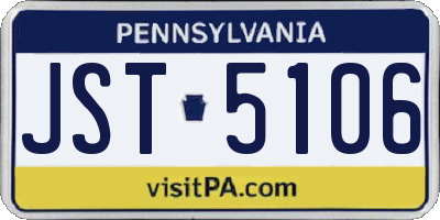 PA license plate JST5106