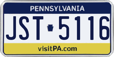 PA license plate JST5116