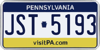PA license plate JST5193