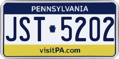 PA license plate JST5202