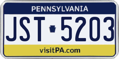 PA license plate JST5203